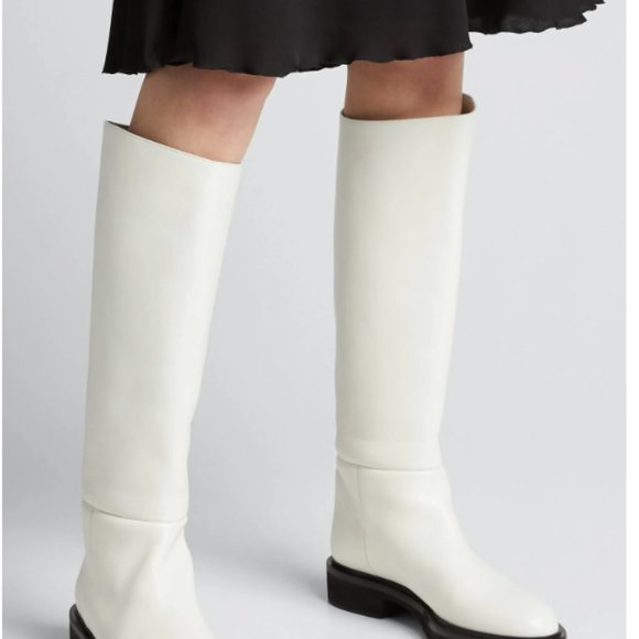 Brand New Khaite Derby Leather Knee High Riding Boots in White 40 - Picture 1 of 4
